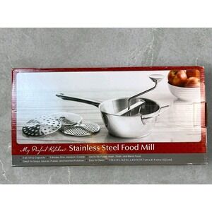 My Perfect Kitchen Stainless Steel Food Mill 2qt Silver 3 Blades Manual Puree